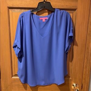 Lilly Pulitzer Blue V-Neck Women's Top